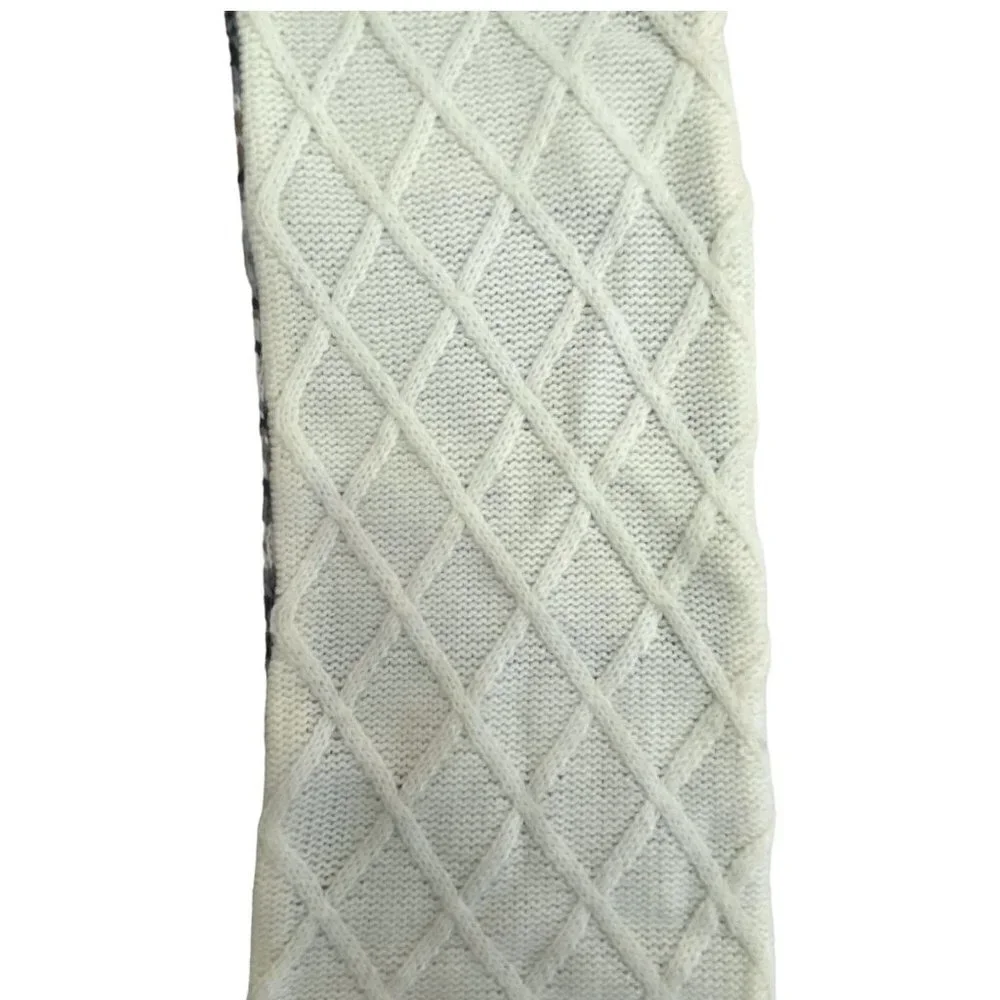 Muk Luks Infinity Loop Scarf Fair Isle Knit Ivory Beige Gray Reversible Nordic